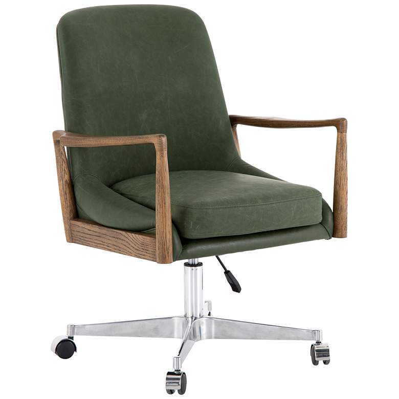 Image 1 Braden Mid-Century Eden Sage Leather Adjustable Swivel Desk Chair
