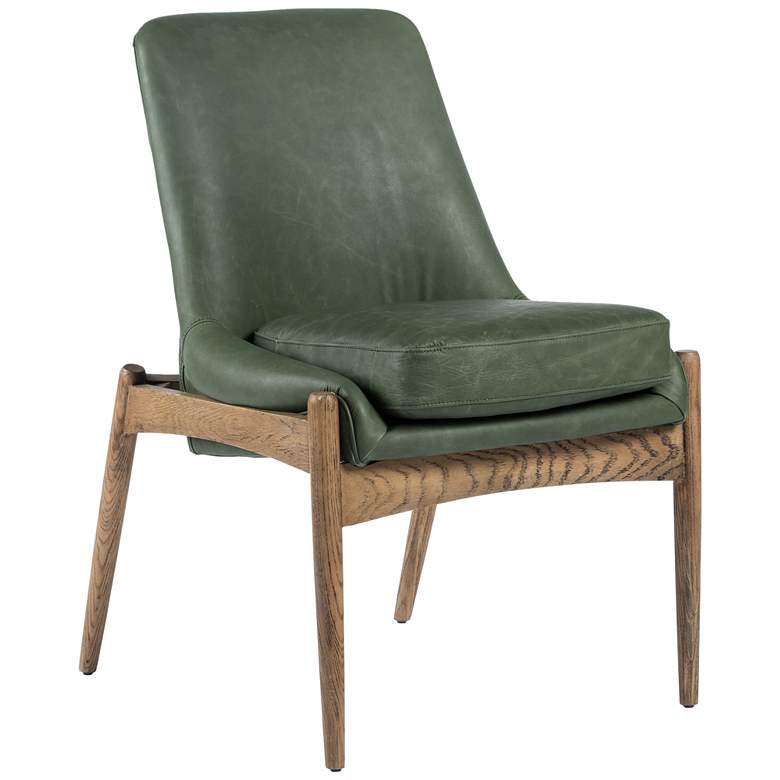Image 1 Braden Mid-Century Eden Sage Leather and Oak Dining Chair