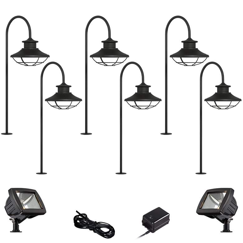 Image 1 Braden Textured Black 10-Piece LED Path and Flood Light Set