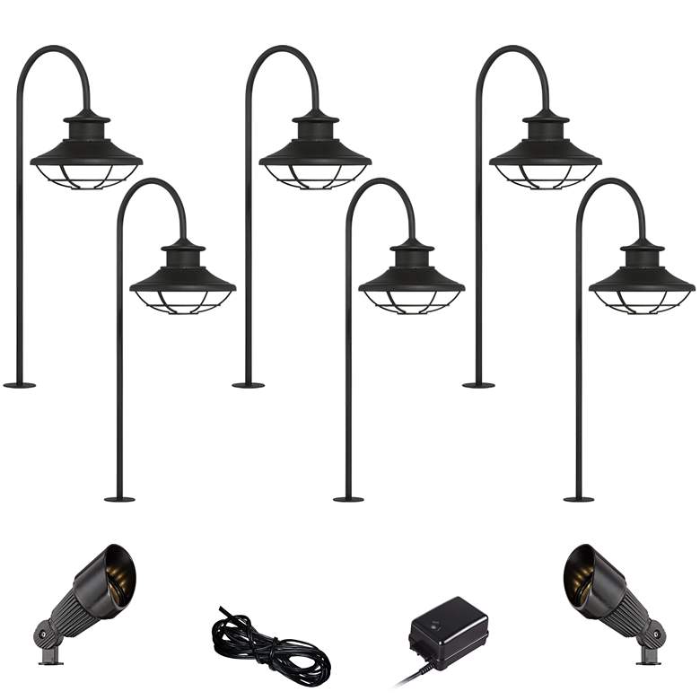 Image 1 Braden Textured Black 10-Piece LED Path and Spot Light Set