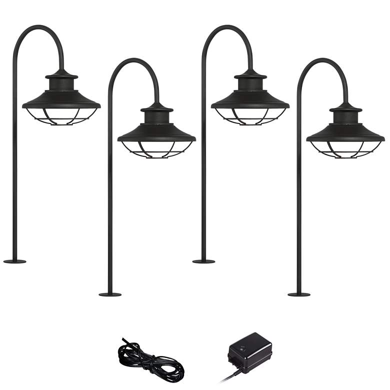 Image 1 Braden Textured Black 6-Piece LED Landscape Path Light Set