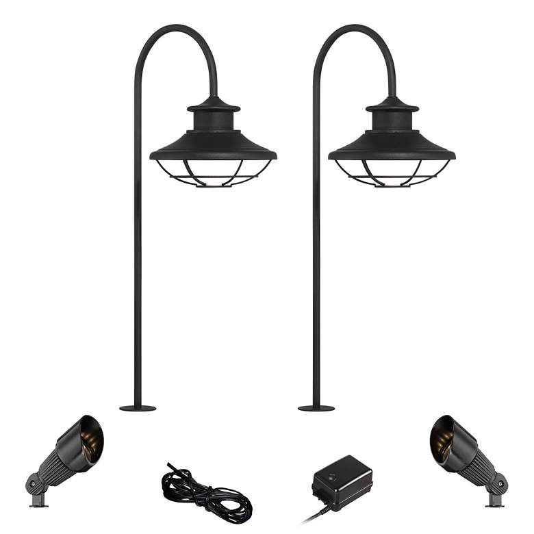 Image 1 Braden Textured Black 6-Piece LED Path and Spot Light Set