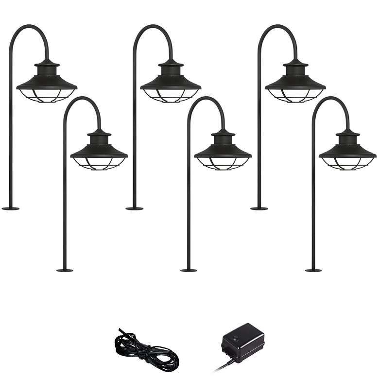 Image 1 Braden Textured Black 8-Piece LED Landscape Path Light Set