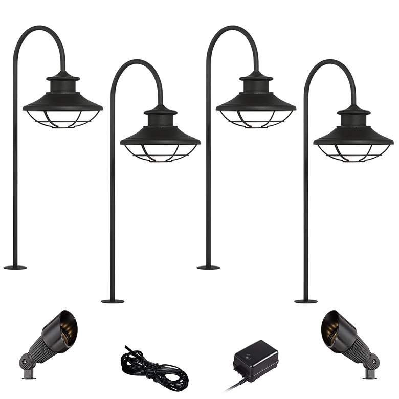 Image 1 Braden Textured Black 8-Piece LED Path and Spot Light Set