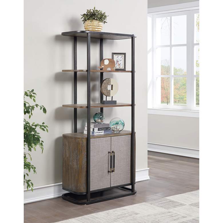 Image 1 Bradenton 32" Wide Brown 2-Door 3-Shelf Wood Bookcase