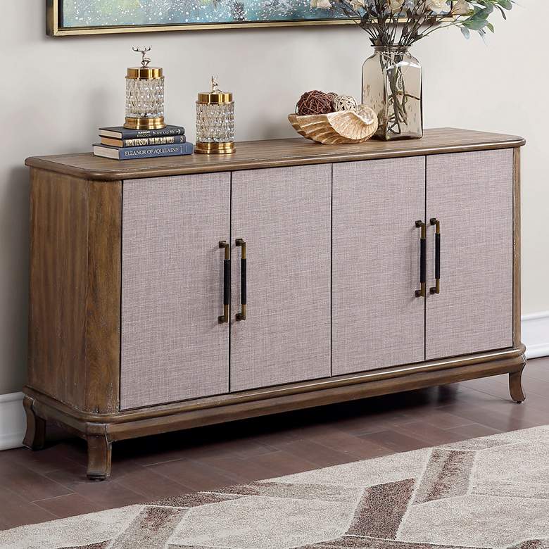 Image 1 Bradenton 60" Wide Brown 4-Door Wood Media Credenza