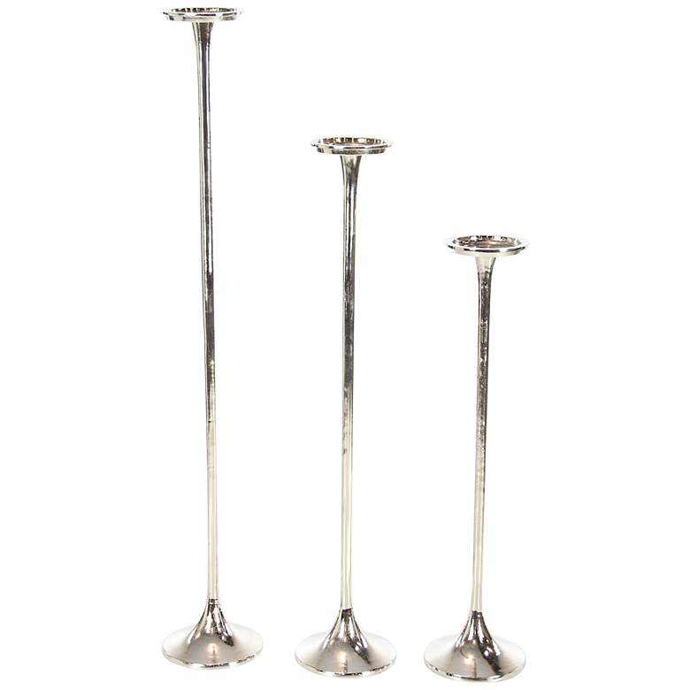 Image 6 Bradenton Polished Silver Pillar Candle Holders Set of 3 more views