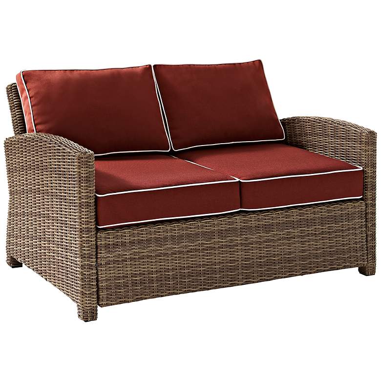 Image 1 Bradenton Wicker Sangria Cushion Outdoor Loveseat