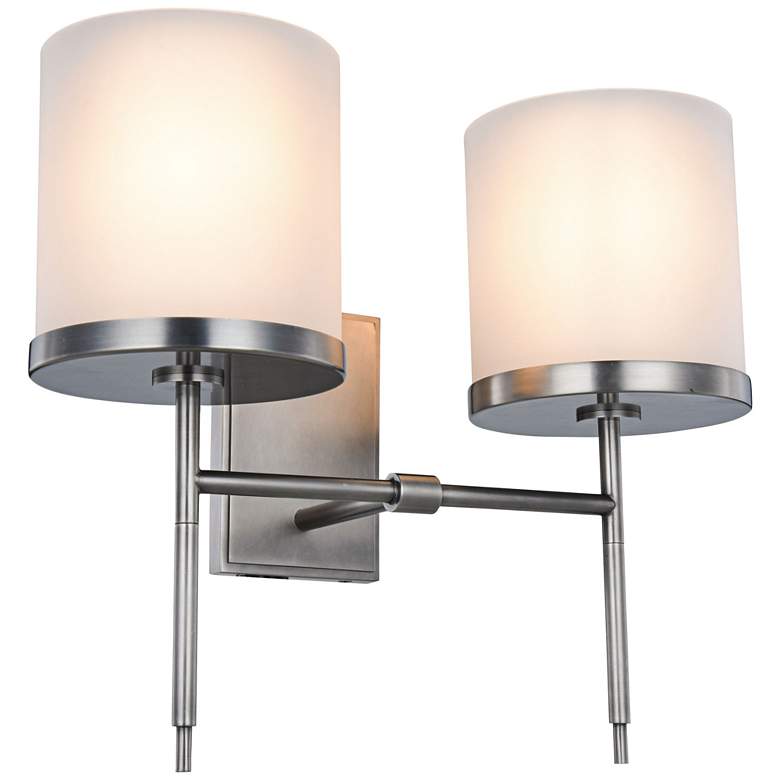 Image 1 Bradford 17 inch High Vintage Nickel 2-Light Wall Sconce