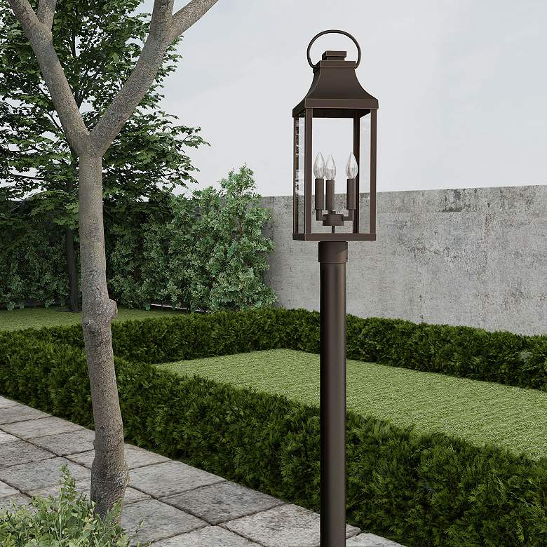 Image 3 Bradford 26 3/4"H Oiled Bronze 3-Light Outdoor Post Lantern more views