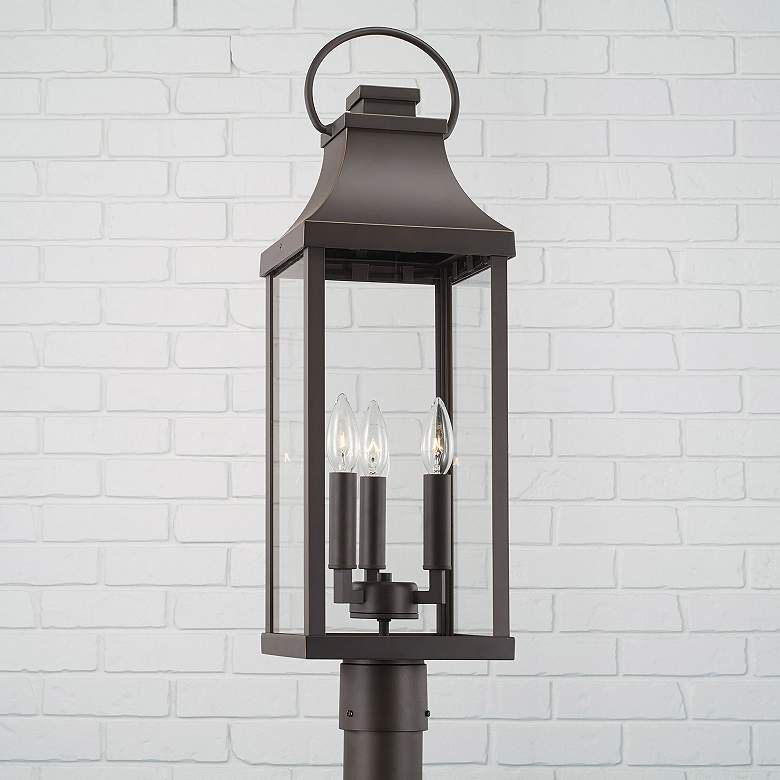 Image 6 Bradford 26 3/4"H Oiled Bronze 3-Light Outdoor Post Lantern more views