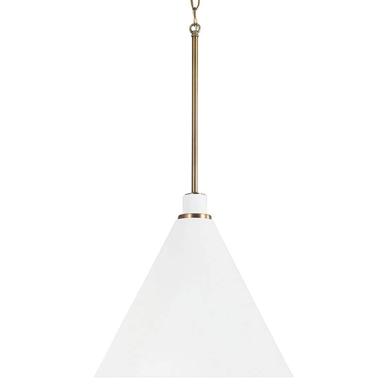 Image 2 Bradley 15" Wide Aged Brass and White Cone Pendant Light