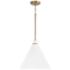 Bradley 15" Wide Aged Brass and White Cone Pendant Light