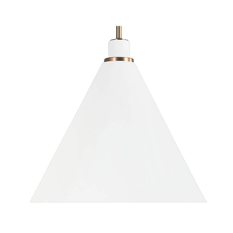 Image 3 Bradley 15" Wide Aged Brass and White Cone Pendant Light more views