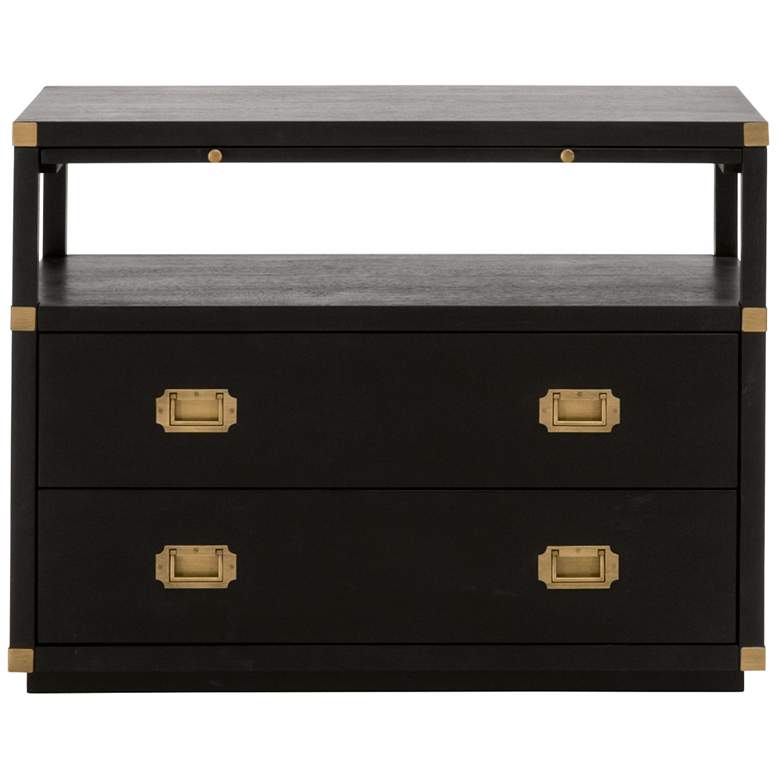 Image 1 Bradley 2-Drawer Nightstand, Brushed Black, Brushed Gold