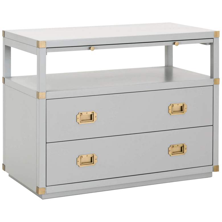 Image 1 Bradley 35" Wide Dove Gray and Gold 2-Drawer Nightstand