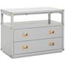 Bradley 35" Wide Dove Gray and Gold 2-Drawer Nightstand