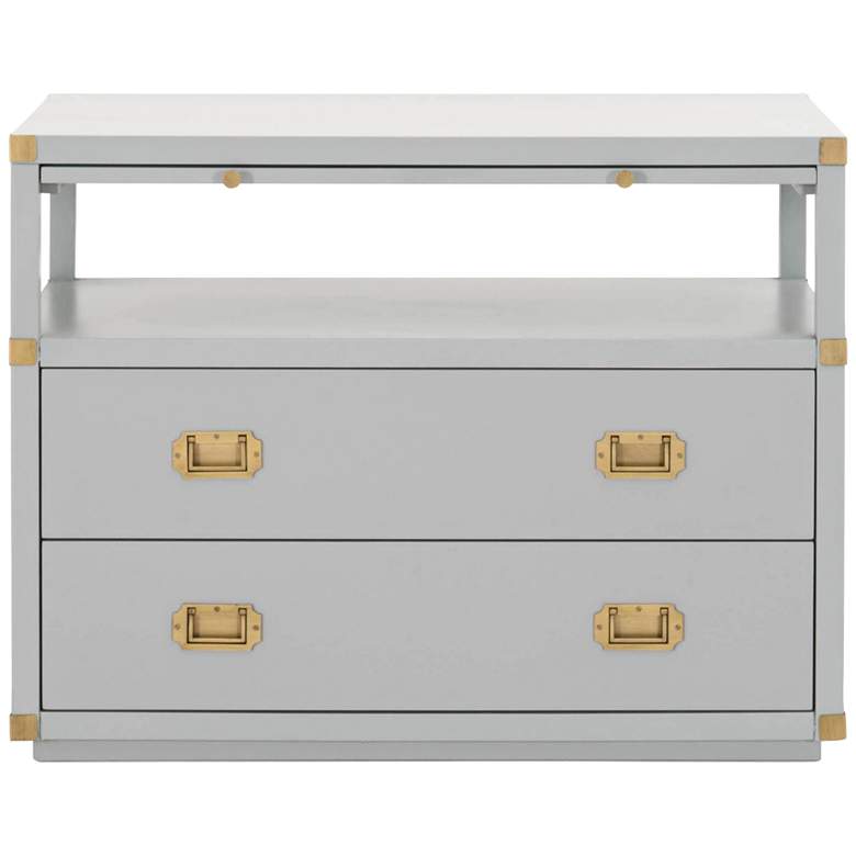 Image 2 Bradley 35" Wide Dove Gray and Gold 2-Drawer Nightstand more views