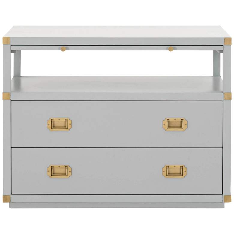 Image 2 Bradley 35" Wide Dove Gray and Gold 2-Drawer Nightstand more views