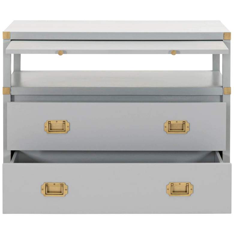 Image 3 Bradley 35 inch Wide Dove Gray and Gold 2-Drawer Nightstand more views
