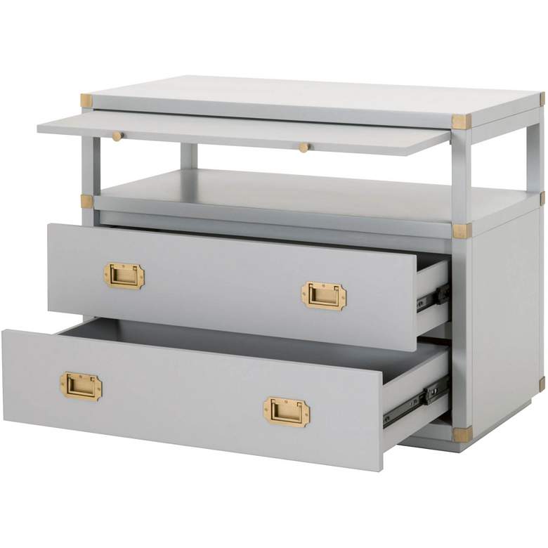 Image 4 Bradley 35" Wide Dove Gray and Gold 2-Drawer Nightstand more views