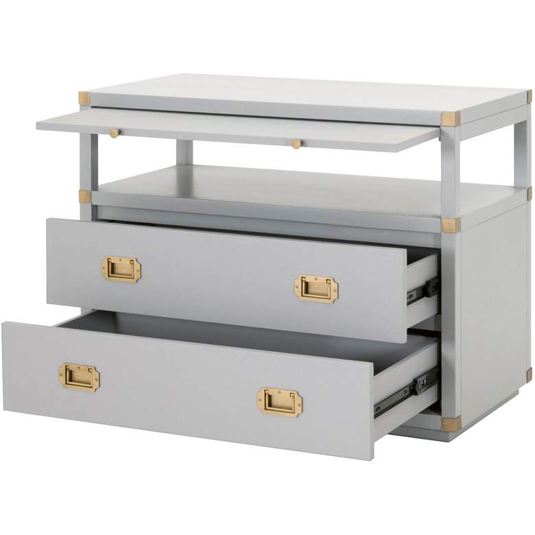 Image 4 Bradley 35" Wide Dove Gray and Gold 2-Drawer Nightstands Set of 2 more views
