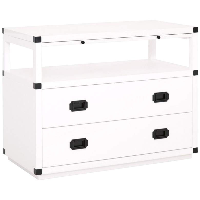 Image 1 Bradley 35 inch Wide White and Black 2-Drawer Nightstand