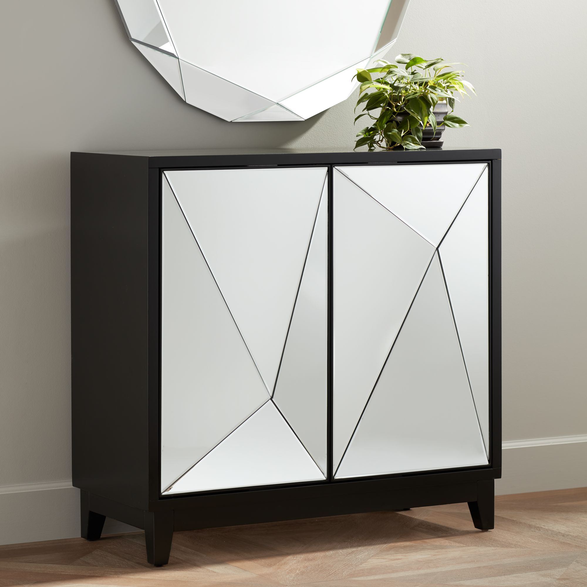 Lela 2 door on sale mirrored accent cabinet