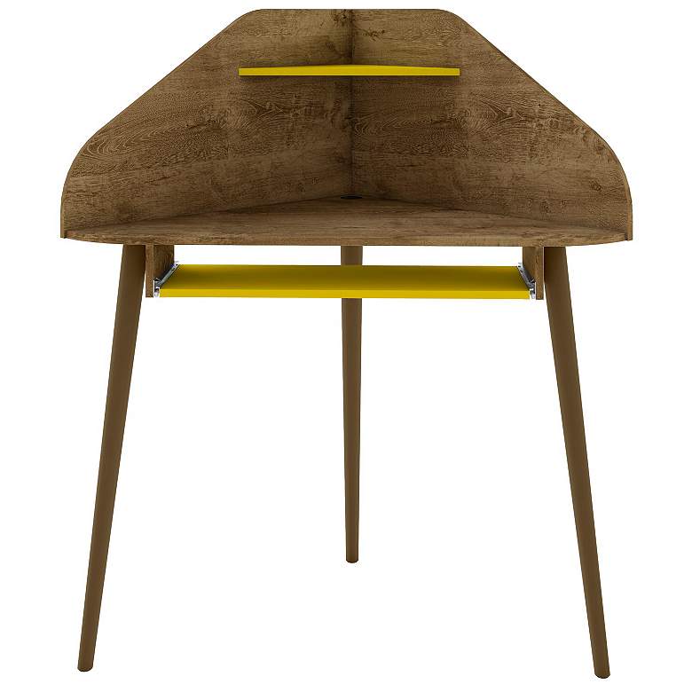 Image 3 Bradley 44"W Brown and Yellow Corner Desk w/ Keyboard Shelf more views
