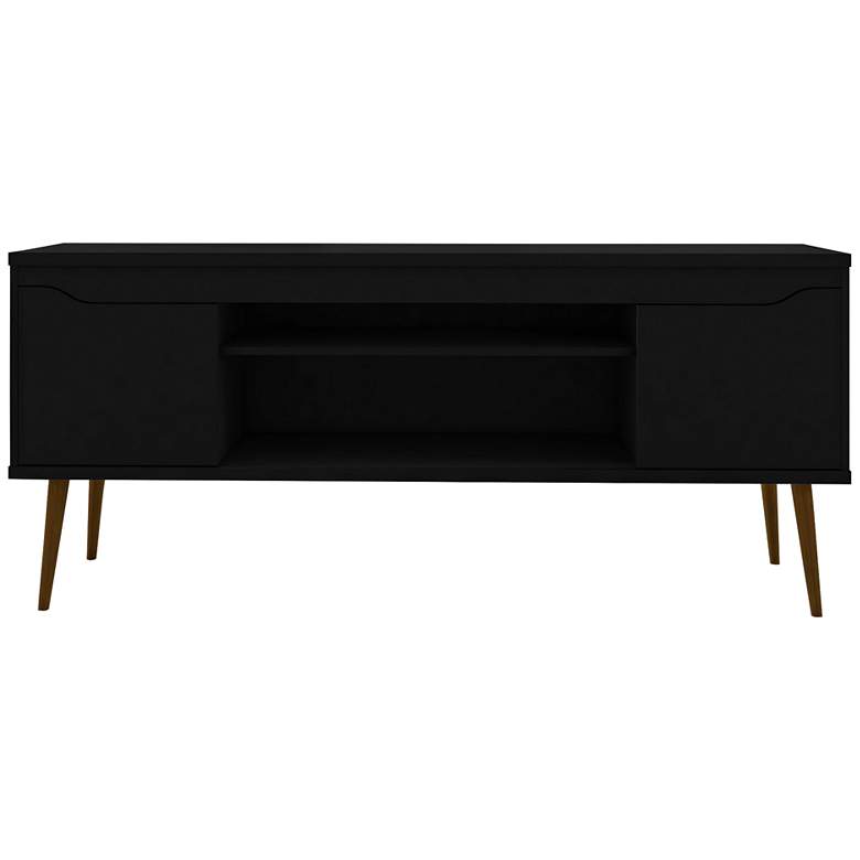 Image 2 Bradley 63 inch Wide Matte Black TV Stand with 2 Storage Shelves