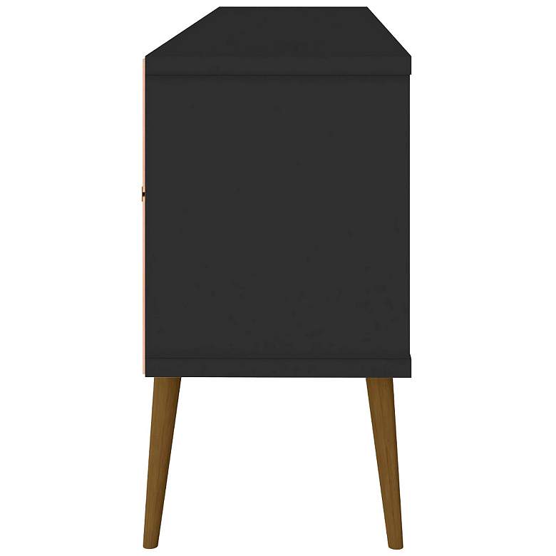 Image 4 Bradley 63" Wide Matte Black TV Stand with 2 Storage Shelves more views