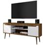 Bradley 63"W Brown and White TV Stand with 2 Storage Shelves