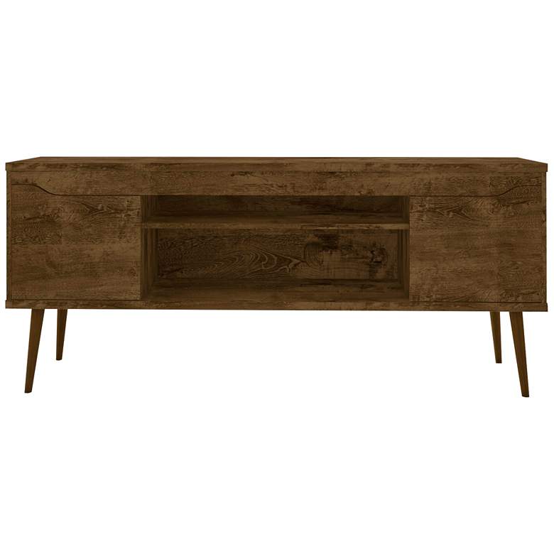 Image 2 Bradley 63 inchW Rustic Brown TV Stand with 2 Storage Shelves