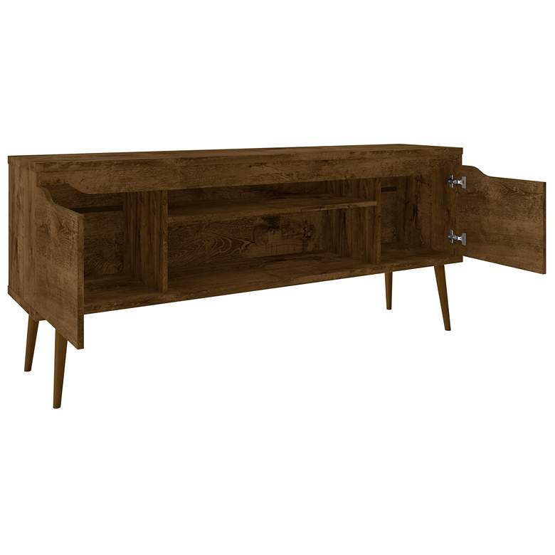 Image 3 Bradley 63 inchW Rustic Brown TV Stand with 2 Storage Shelves more views