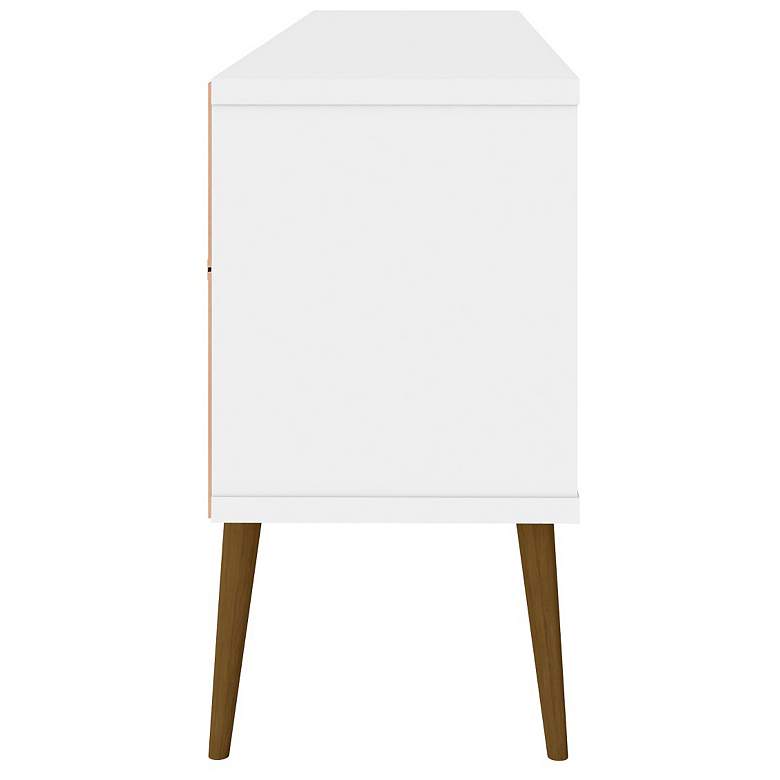 Image 4 Bradley 63"W White and Brown TV Stand with 2 Storage Shelves more views