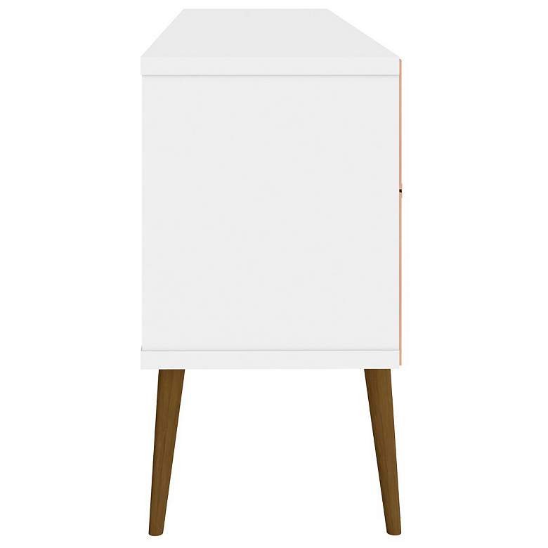 Image 5 Bradley 63"W White and Brown TV Stand with 2 Storage Shelves more views