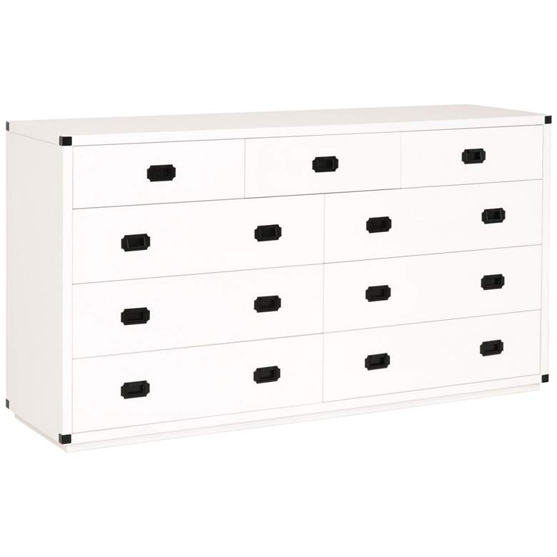 Image 1 Bradley 70 inch Wide White and Black Wood 9-Drawer Media Dresser