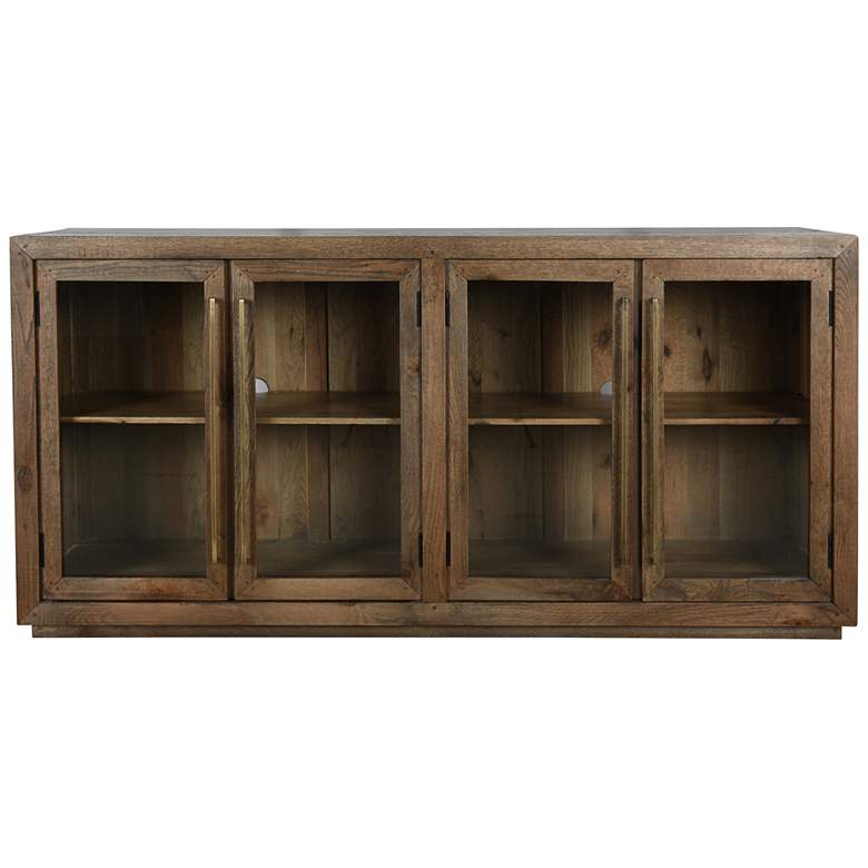 Image 4 Bradley 72" Wide Brown Solid Oak Wood 4-Door Sideboard more views
