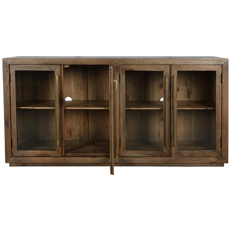 Image 5 Bradley 72" Wide Brown Solid Oak Wood 4-Door Sideboard more views