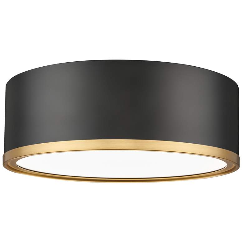 Image 1 Bradley by Z-Lite Matte Black + Modern Gold 12.25 inch 1 Light Flush Mount