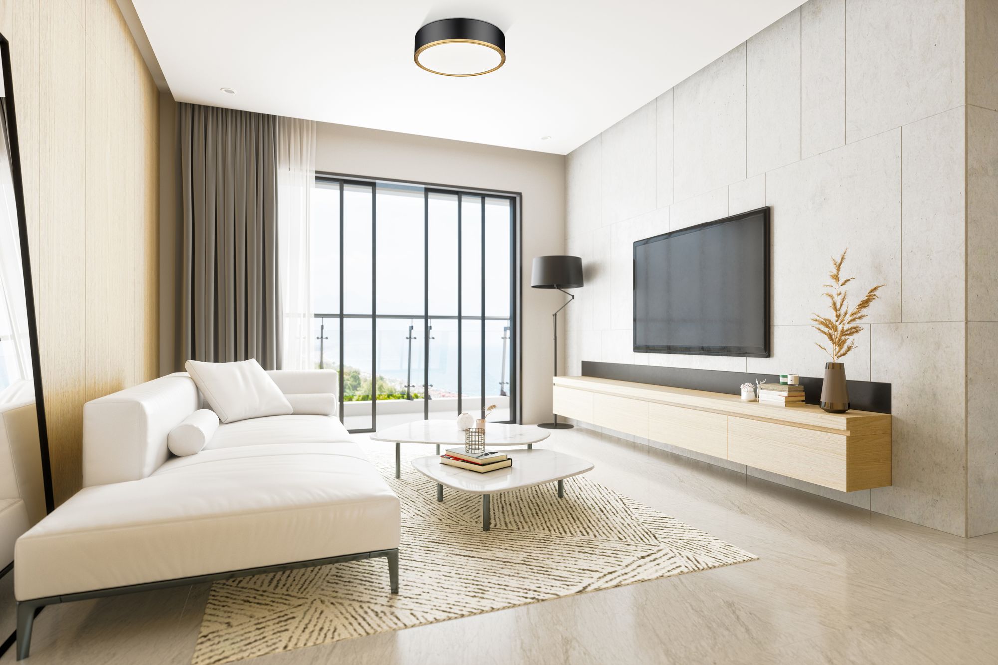 Image 2 Bradley by Z-Lite Matte Black + Modern Gold 16 inch 1 Light Flush Mount more views