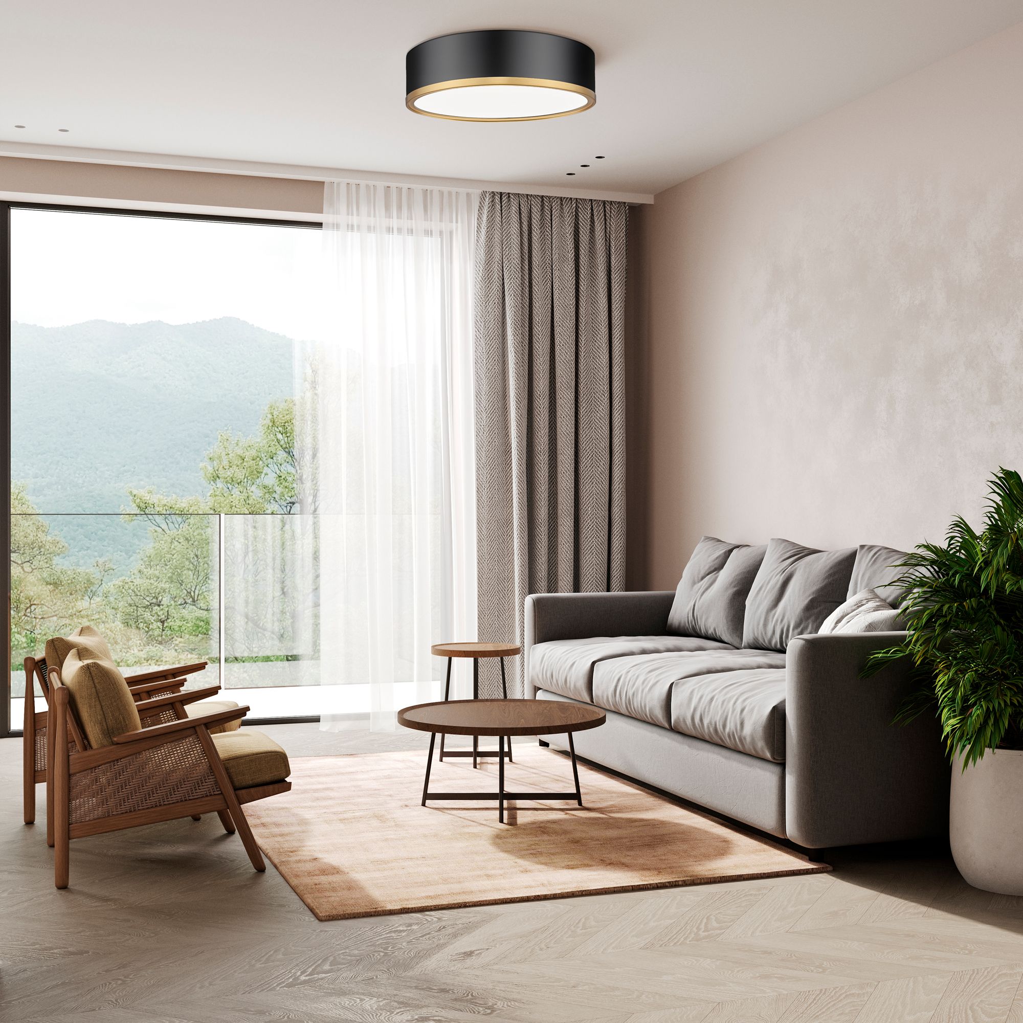 Image 3 Bradley by Z-Lite Matte Black + Modern Gold 16 inch 1 Light Flush Mount more views