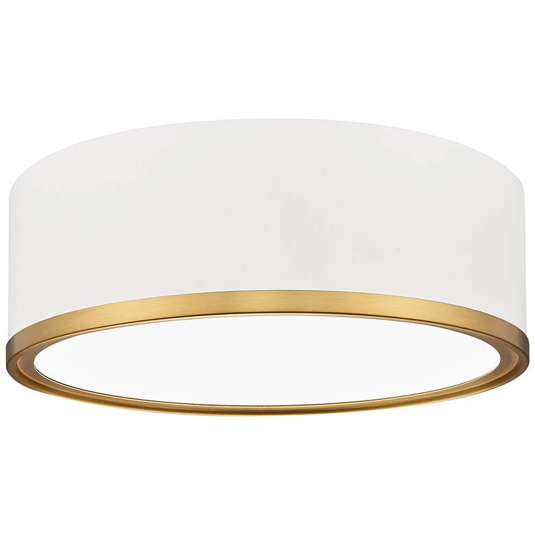Image 1 Bradley by Z-Lite Matte White + Modern Gold 12.25 inch 1 Light Flush Mount