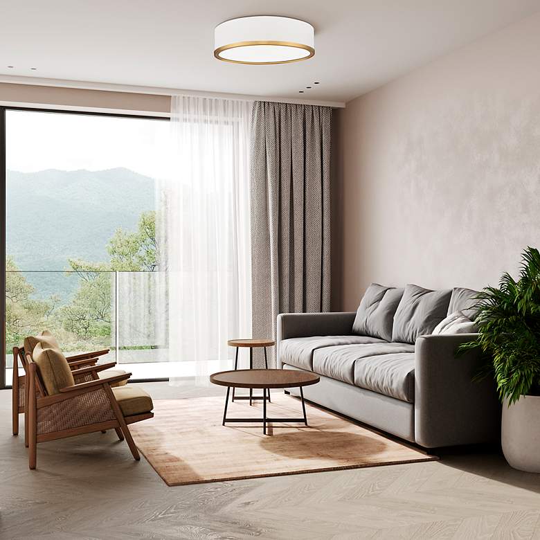 Image 3 Bradley by Z-Lite Matte White + Modern Gold 16 inch 1 Light Flush Mount more views