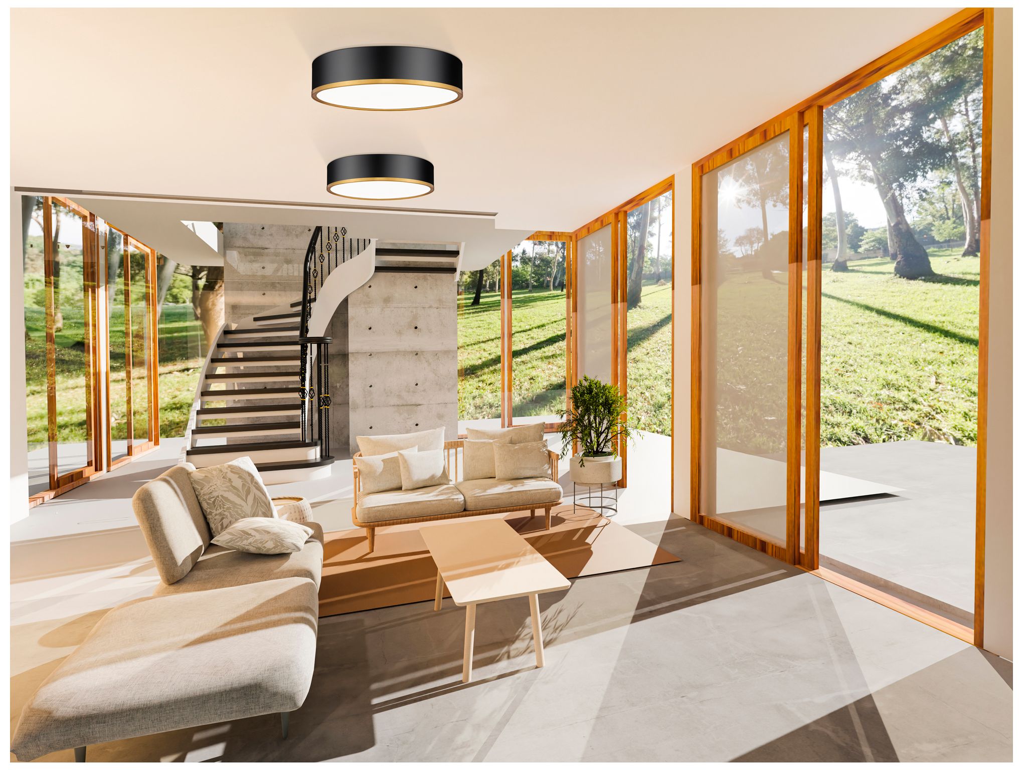 Image 2 Bradley by Z-Lite Matte White + Modern Gold 20.25 inch 1 Light Flush Mount more views