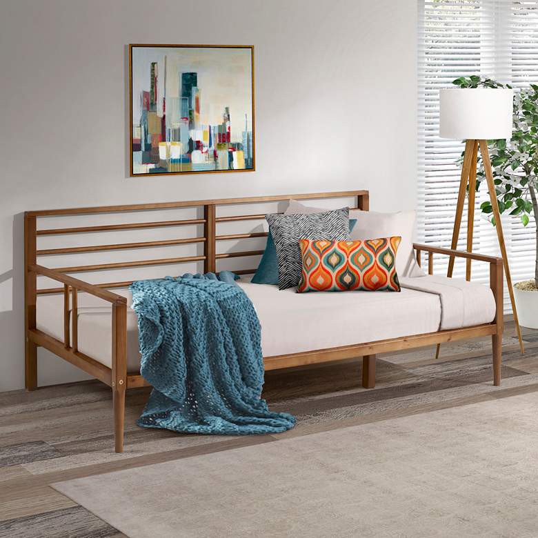 Image 1 Bradley Caramel Solid Pine Wood Spindle Daybed