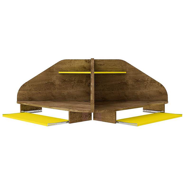 Image 1 Bradley Floating 2-pc Cubicle Desk with Keyboard Shelf in Brown and Yellow