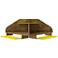 Bradley Floating 2-pc Cubicle Desk with Keyboard Shelf in Brown and Yellow