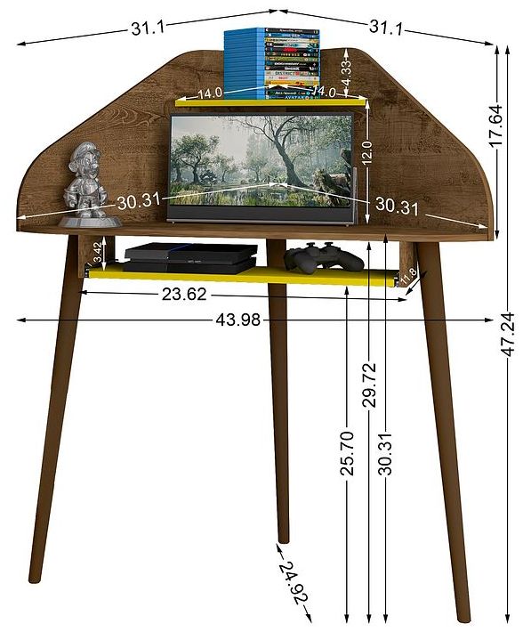 Image 3 Bradley Floating 2-pc Cubicle Desk with Keyboard Shelf in Brown and Yellow more views