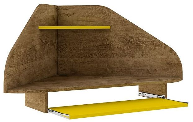 Image 5 Bradley Floating 2-pc Cubicle Desk with Keyboard Shelf in Brown and Yellow more views